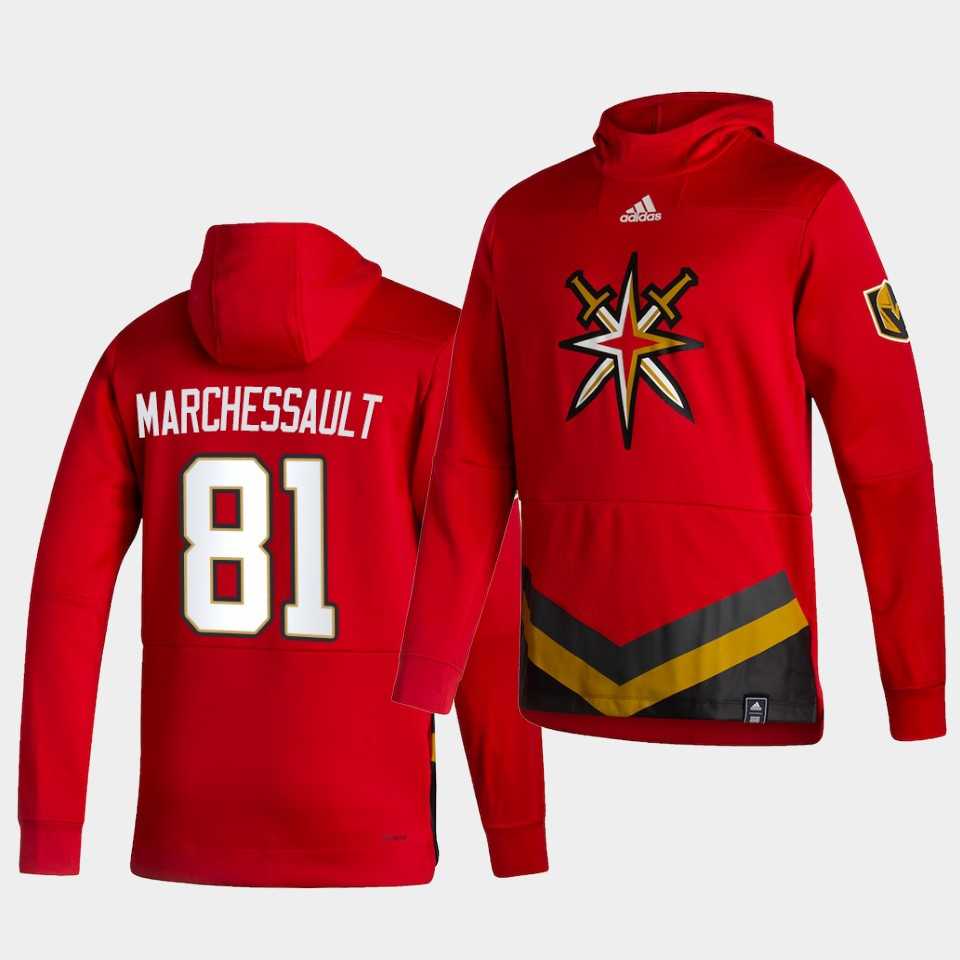 Men Vegas Golden Knights 81 Marchessault Red NHL 2021 Adidas Pullover Hoodie Jersey
